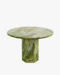 Round Green Onyx Dining Table with Hexagon Base