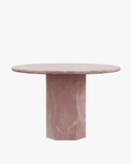 Round Pink Onyx Dining Table with Hexagon Base