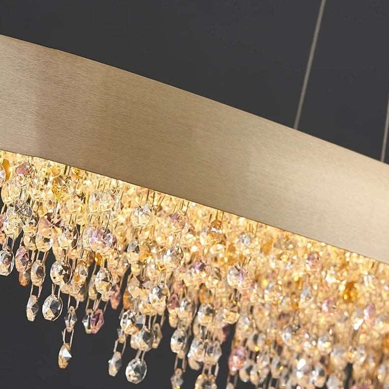buyAlleri Modern Crystal Linear Chandelier in Brushed Stainless Steel - Morsale