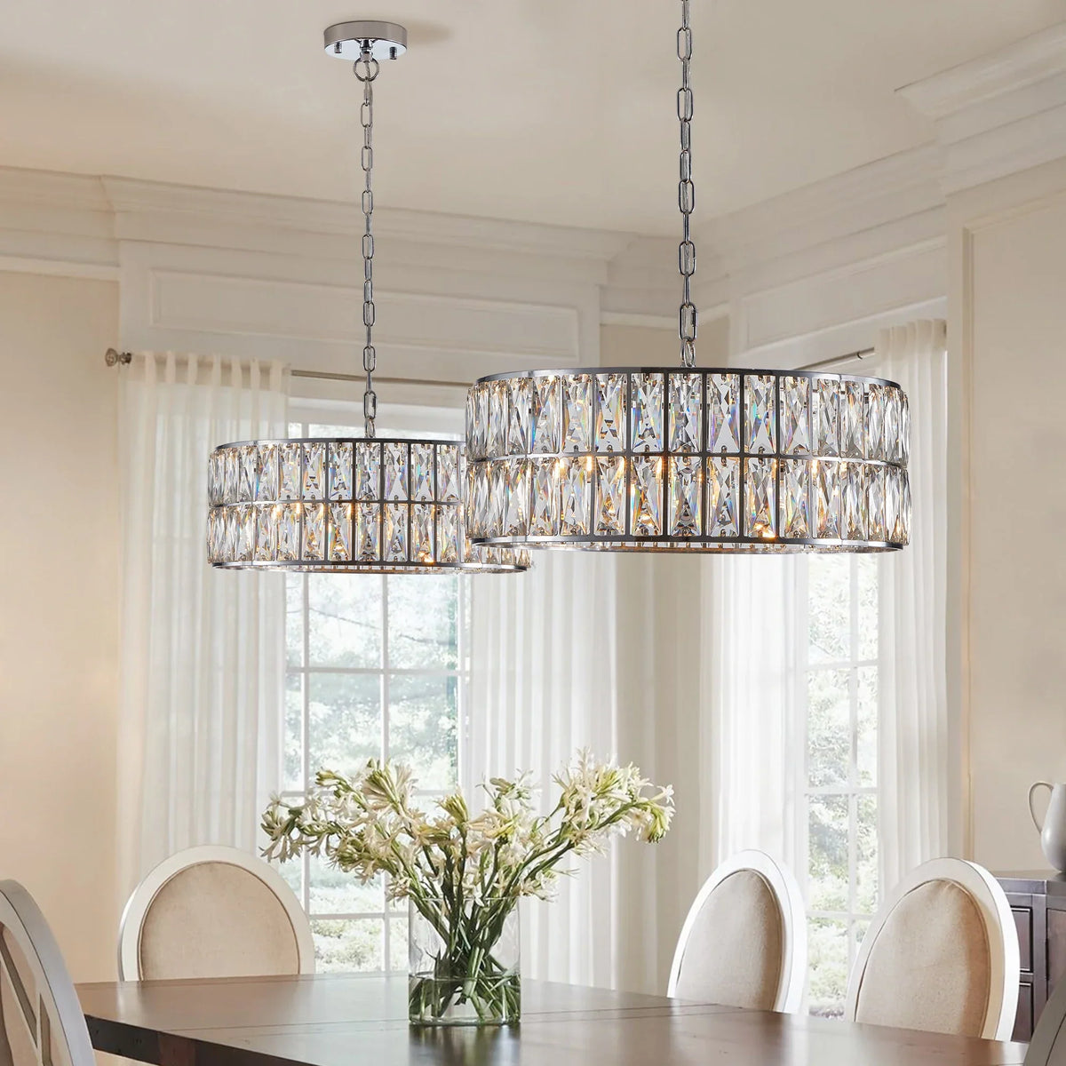 Brion crystal chandelier linear profile view