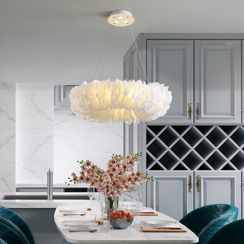 buyNatural Goose Feather Chandelier - Morsale