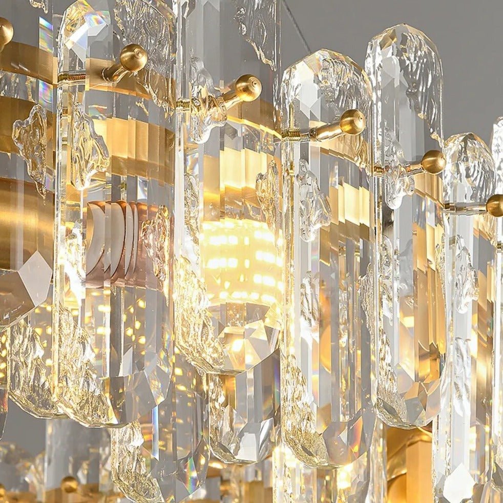 Marini extra-long crystal chandelier slim side profile