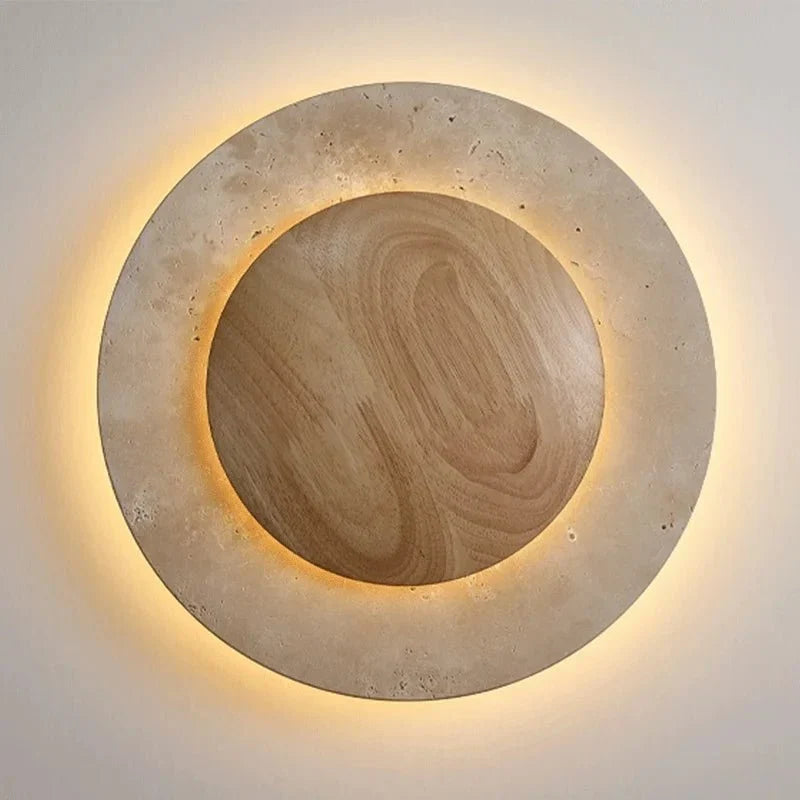 buyDario Travertine & Oak Wall Sconce - Morsale