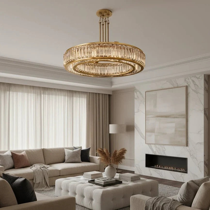 Romano crystal and brass chandelier full fixture view