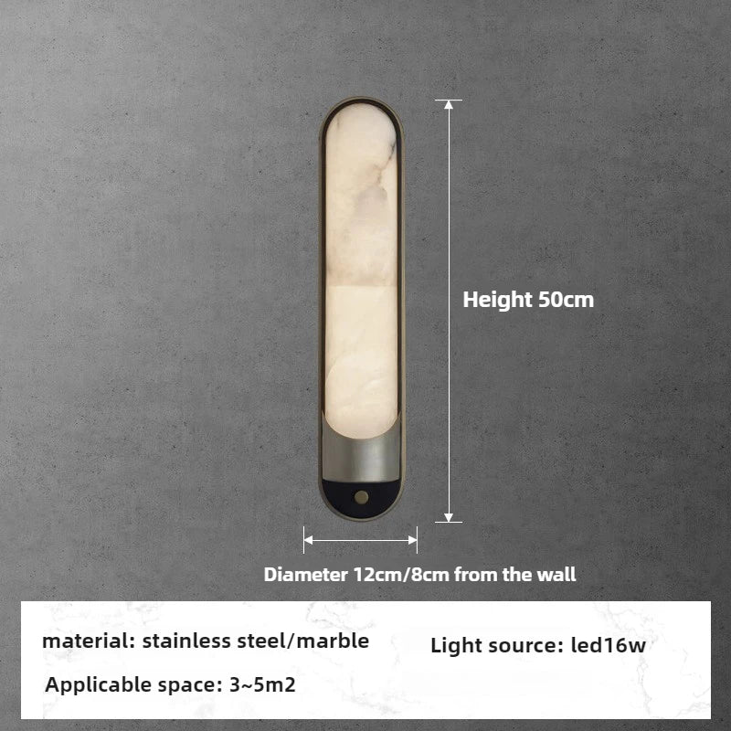 Sandford marble and steel wall sconce full view
