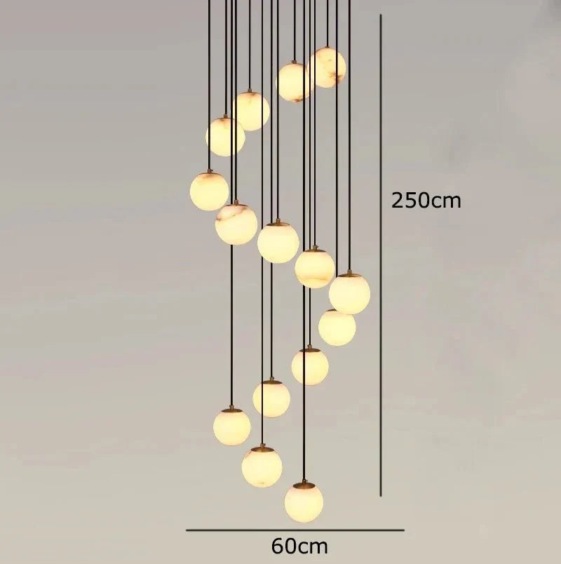 Brighton marble ball chandelier warm glow