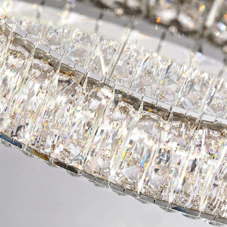 Bacci modern crystal chandelier close-up