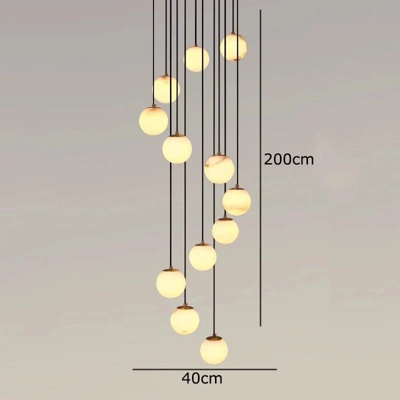 Brighton marble ball chandelier in a dining room