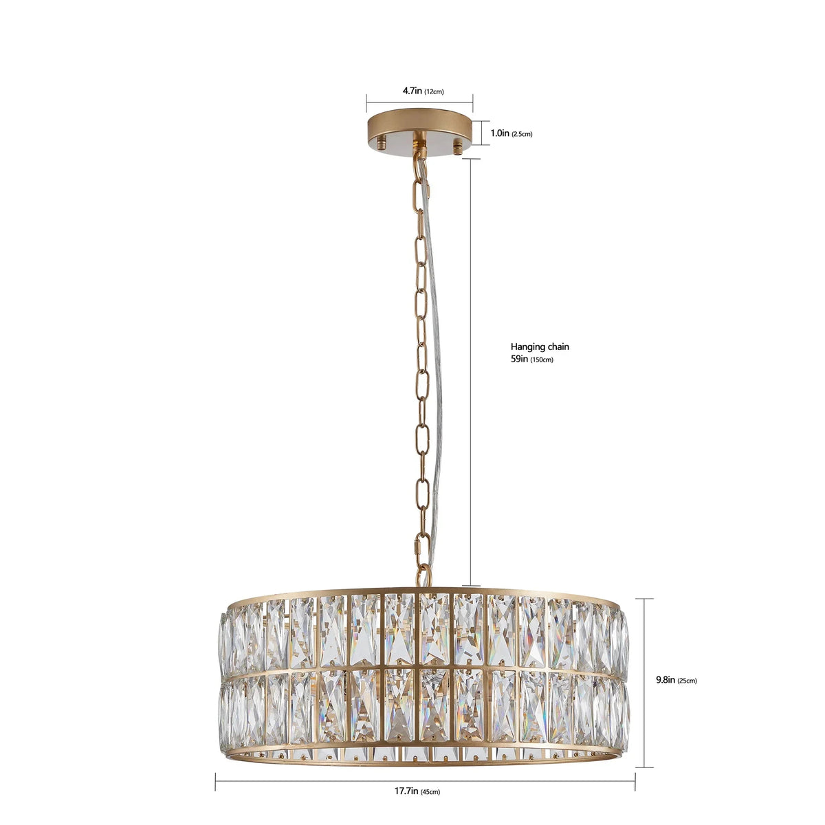 Brion crystal kitchen chandelier full fixture view