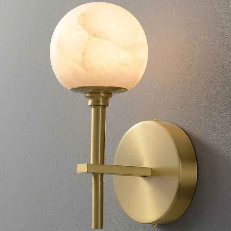 Aria marble and copper wall sconce full view