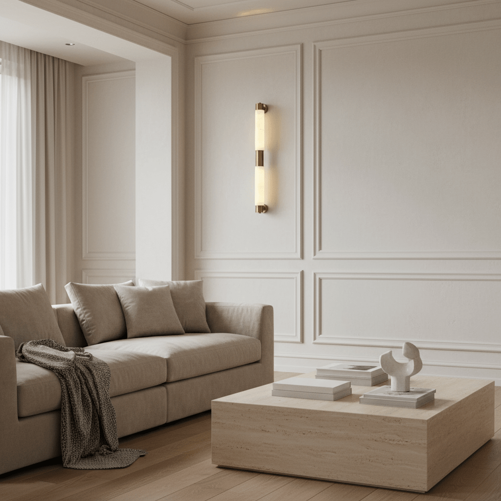 Maris natural marble wall sconce full view