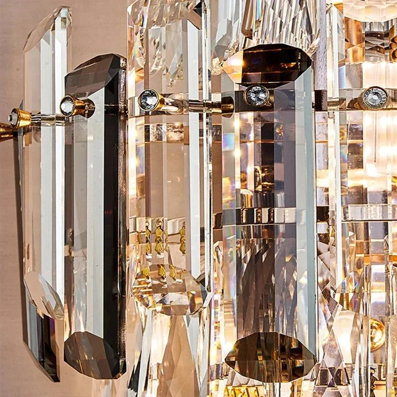 Detail of smoke and clear crystal on the Lazzo sconce