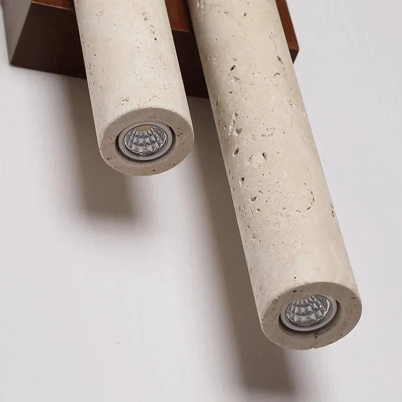 Toscana travertine wall light mounted on a wall