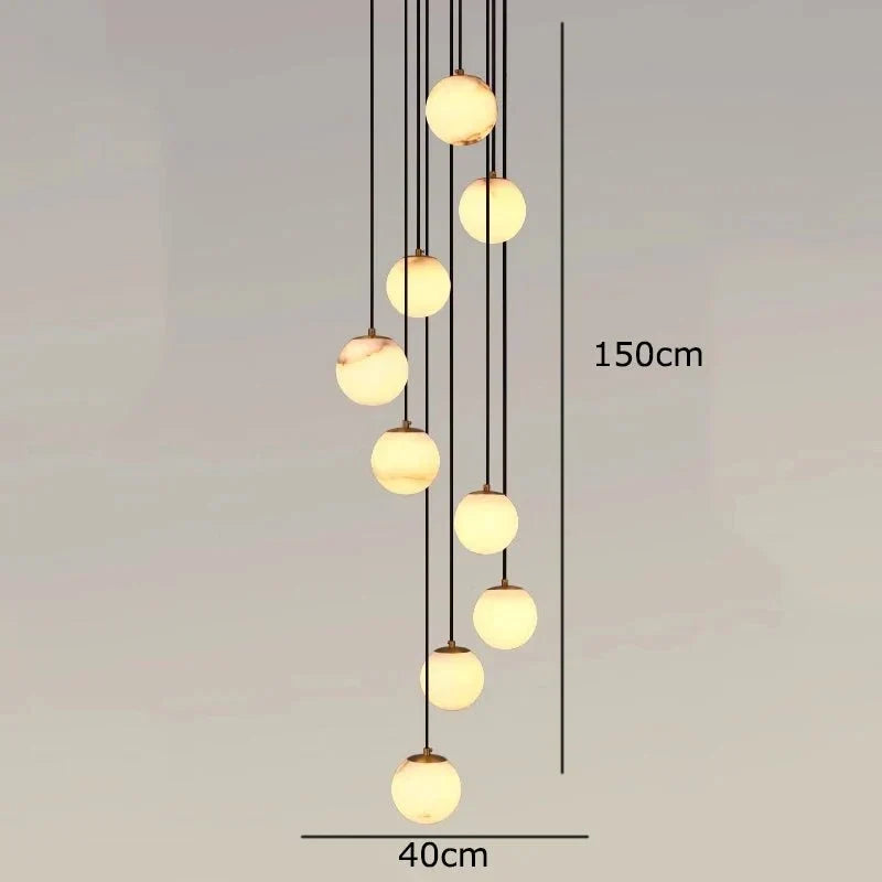 Brighton marble ball chandelier side profile