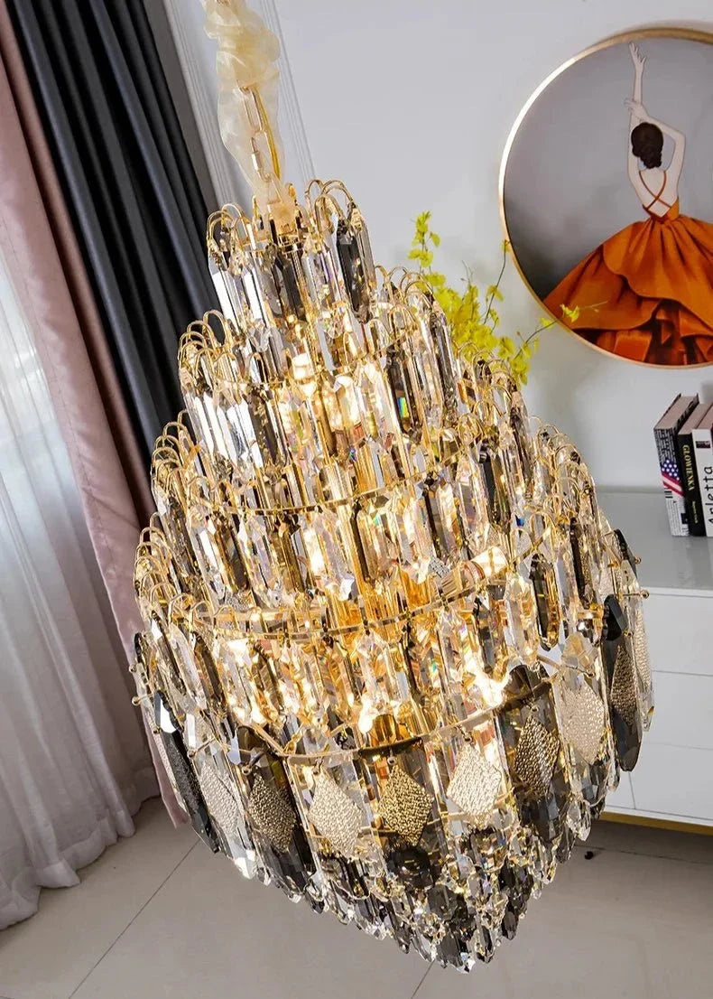 Lazzo chandelier casting light upward and downward