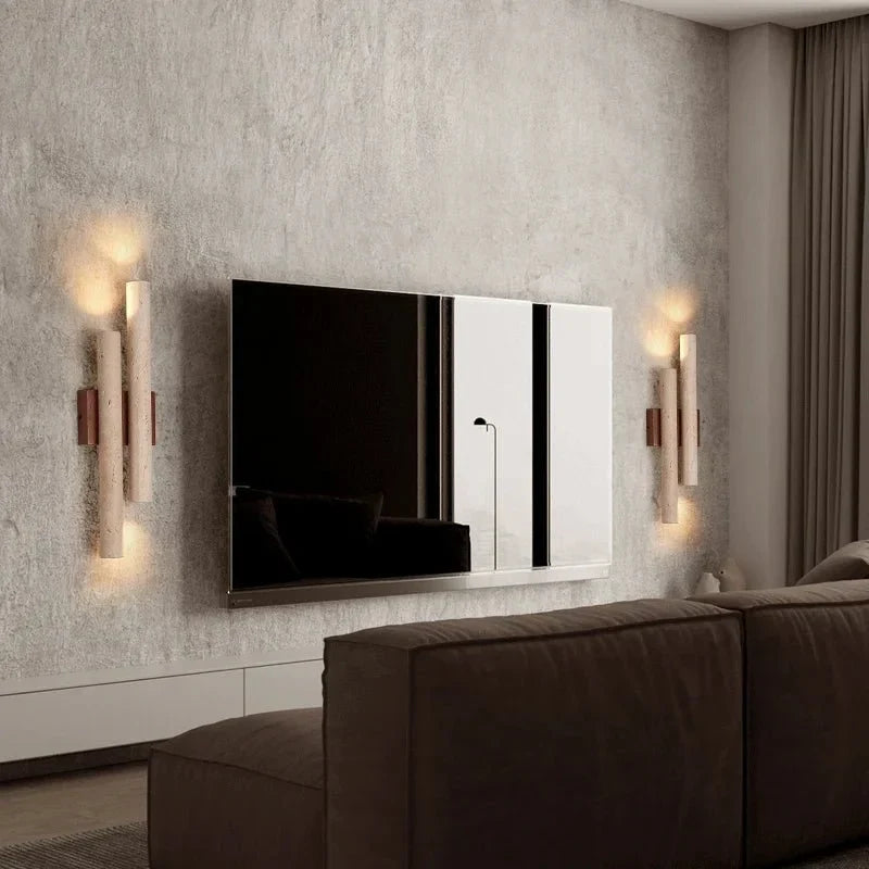 Detail of travertine texture on the Toscana wall light
