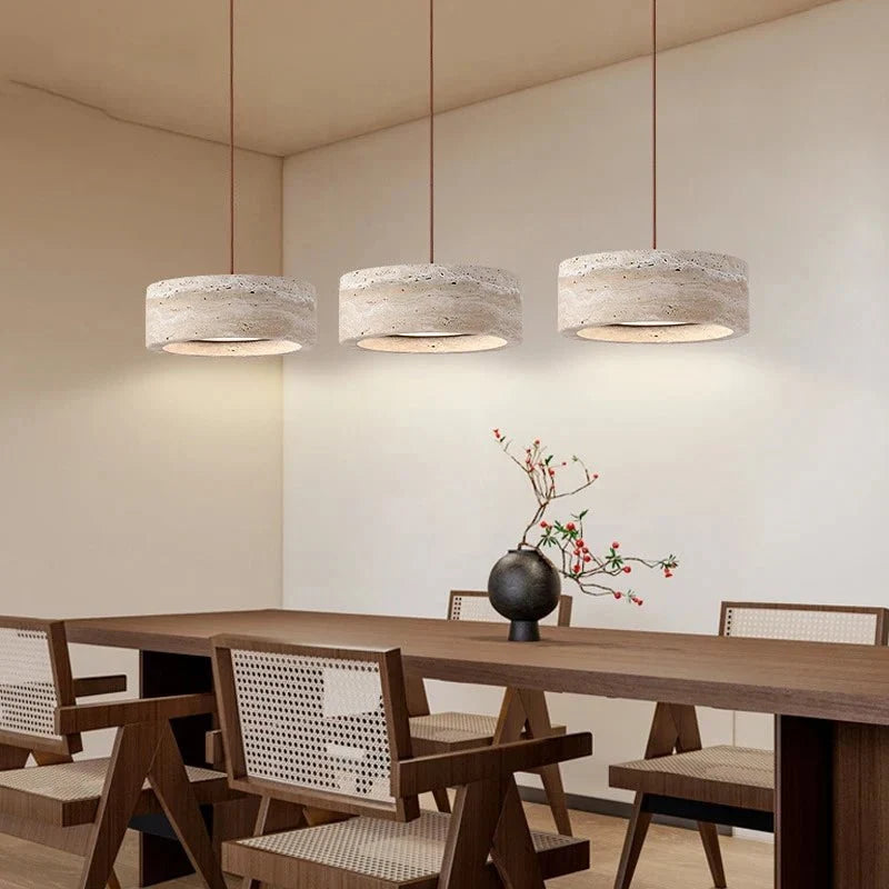 Vero travertine bell pendant side profile
