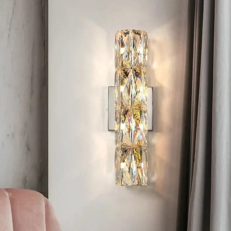 Bacci linear crystal wall sconce full view