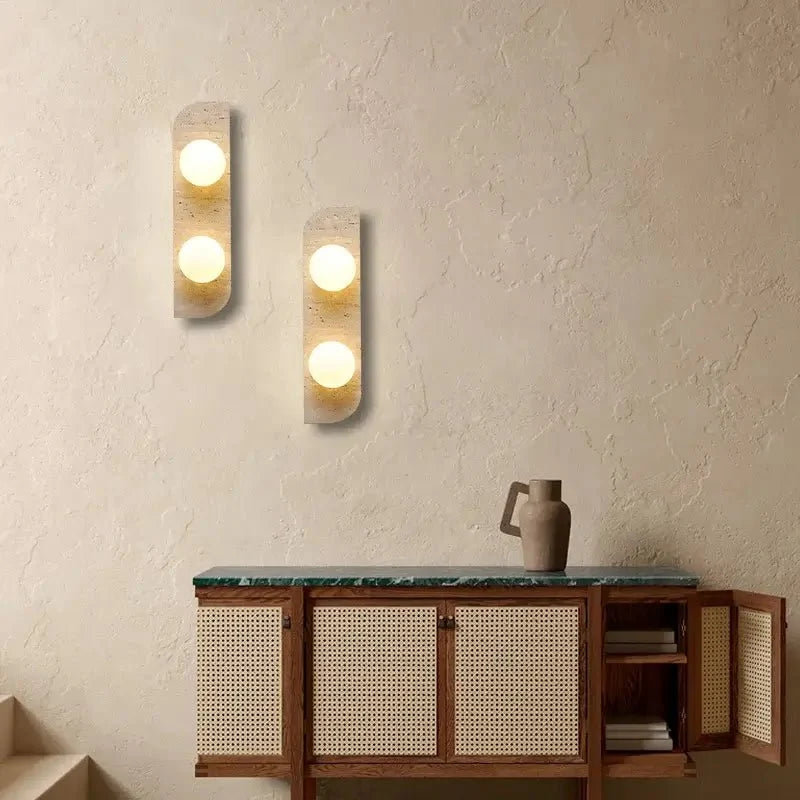 Sonte natural travertine wall sconce full view