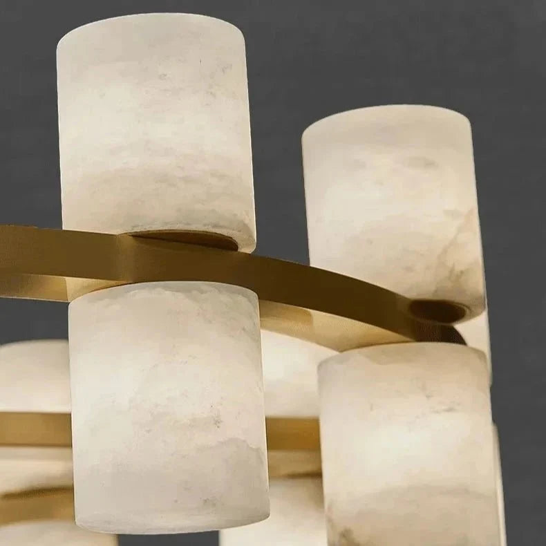 Detail of natural marble veining on the Lunara chandelier