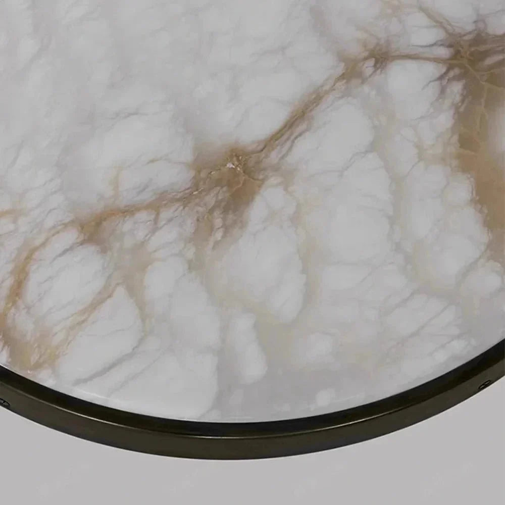Detail of natural marble on the Laurel flush mount