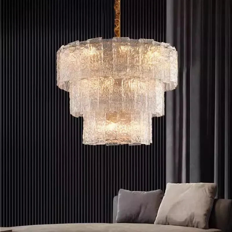 Retford modern chandelier illuminated
