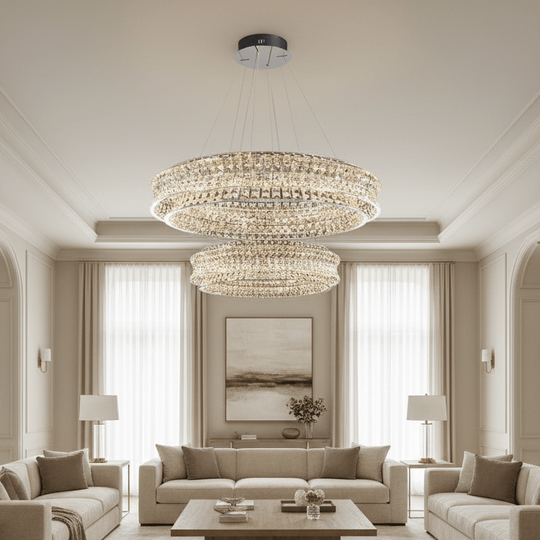 Bacci 39-inch modern crystal chandelier with up and down light
