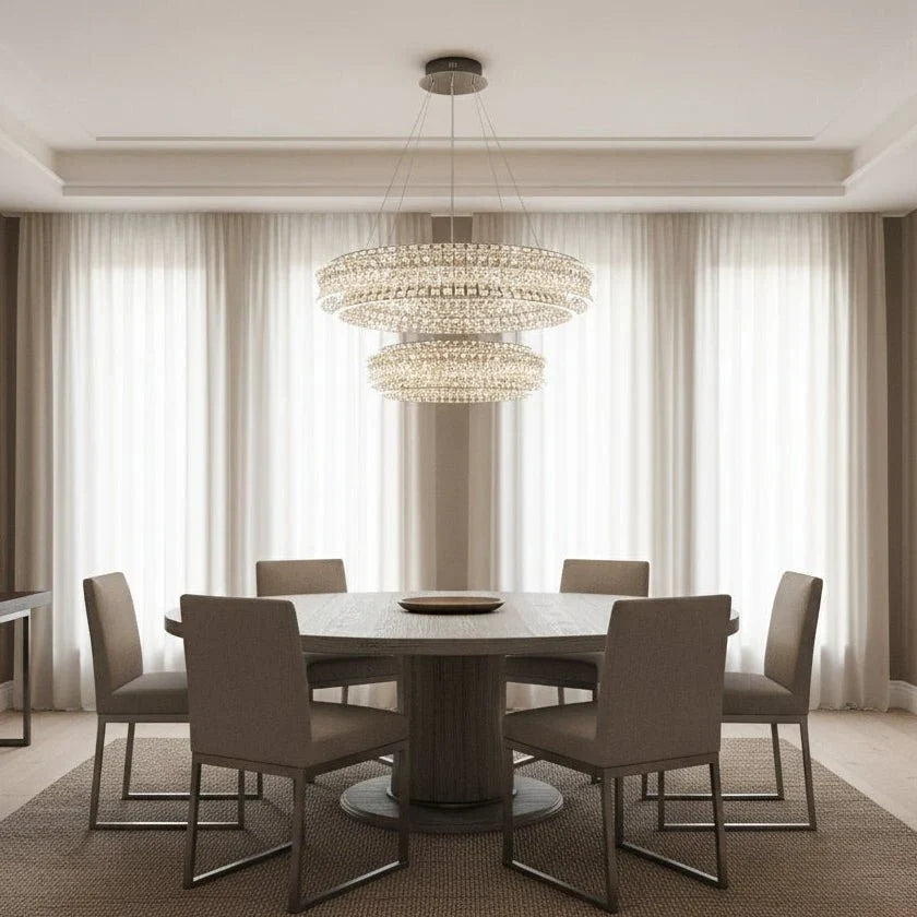 Detail of precision-cut crystal on the Bacci chandelier
