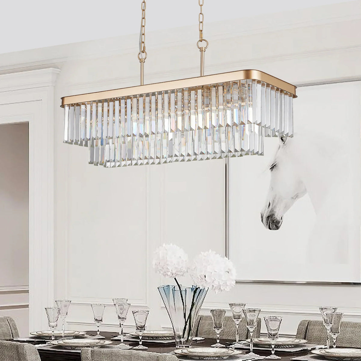 Gio dining area chandelier full fixture view