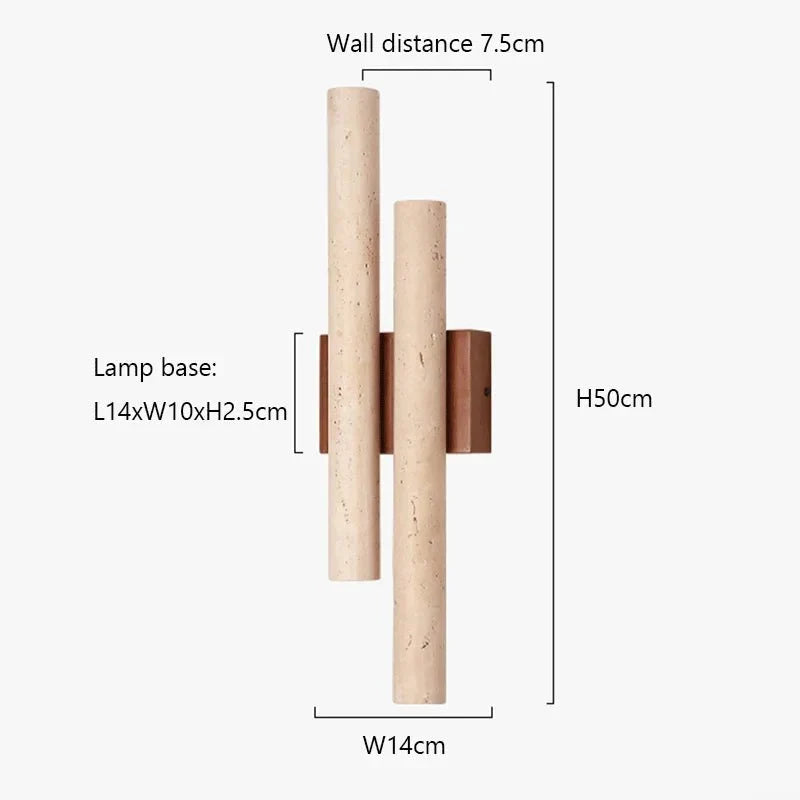 Toscana travertine wall light side profile