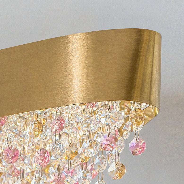 buyAlleri Modern Crystal Linear Chandelier in Brushed Stainless Steel - Morsale