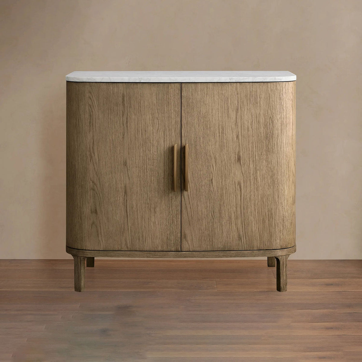 Danny Oak Wood Sideboards Cabinet Marble Top Buffet Cabinet Lockers