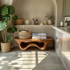 Sculptural Shower Bench With Storage Space For Luxury Bathroom