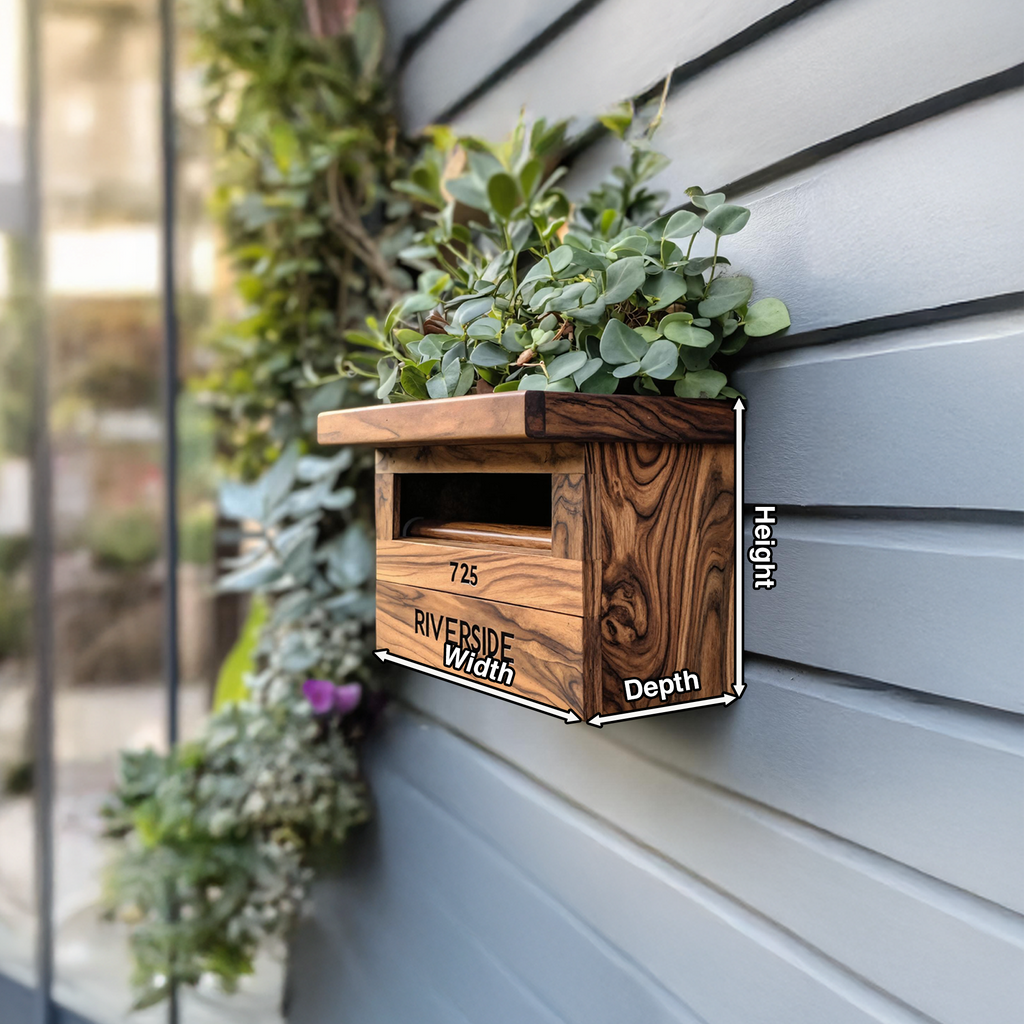 Farmhouse Solid Wood Sculpture Mailbox For Garden Outdoor Accent