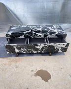 Sculptural Grand Antique Marble Plinth Coffee Table with Built-In Storage Drawer