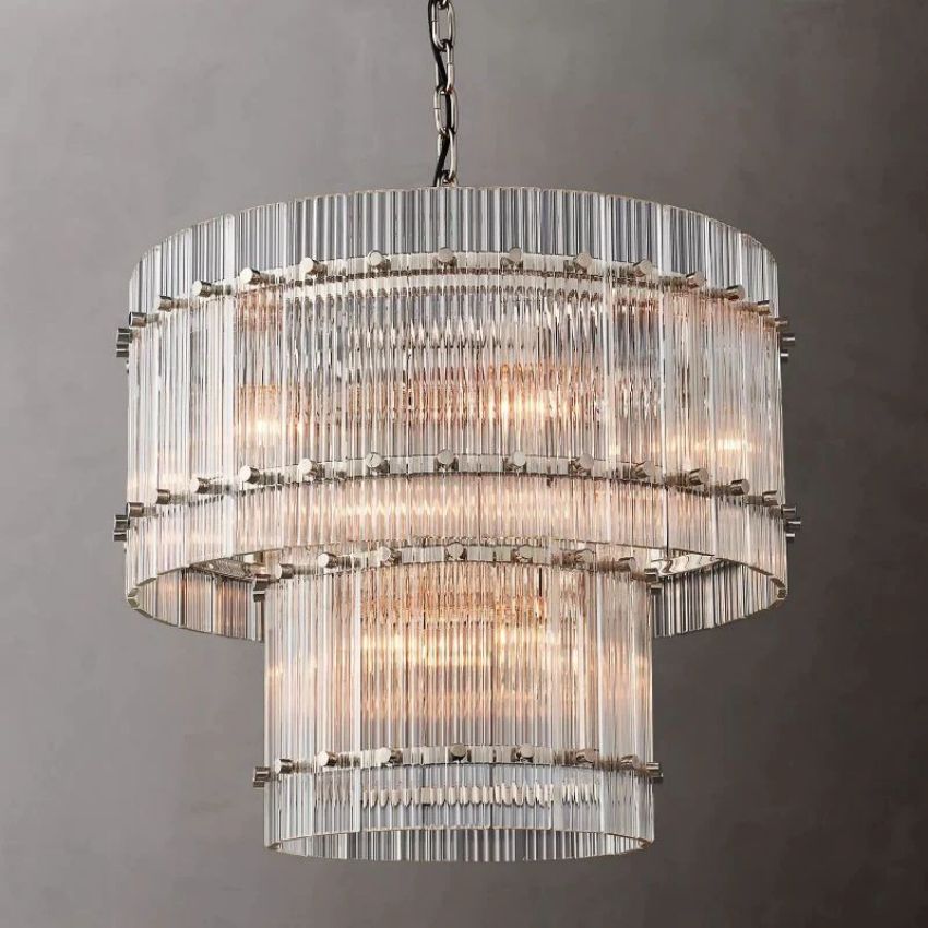 San Marco Vintage Glass Two-Tier Round Chandelier 22"