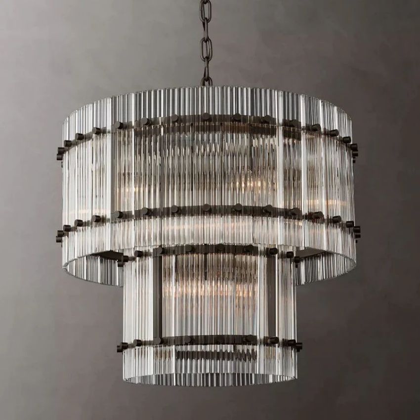 San Marco Vintage Glass Two-Tier Round Chandelier 22"