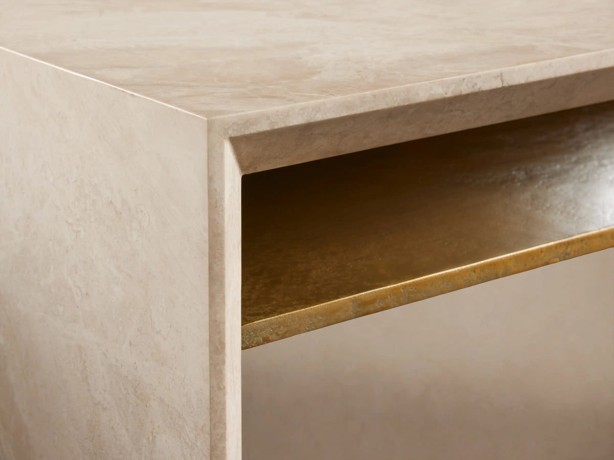 Sarsen Stone Desk with Waterfall Design and Hidden Storage Shelf