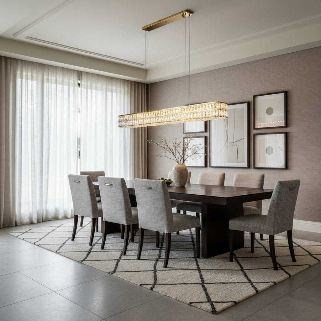 buyBacci Gold Crystal Linear Dining Chandelier - Morsale