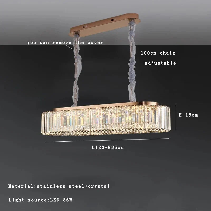 Gio crystal dining chandelier warm-white illumination detail
