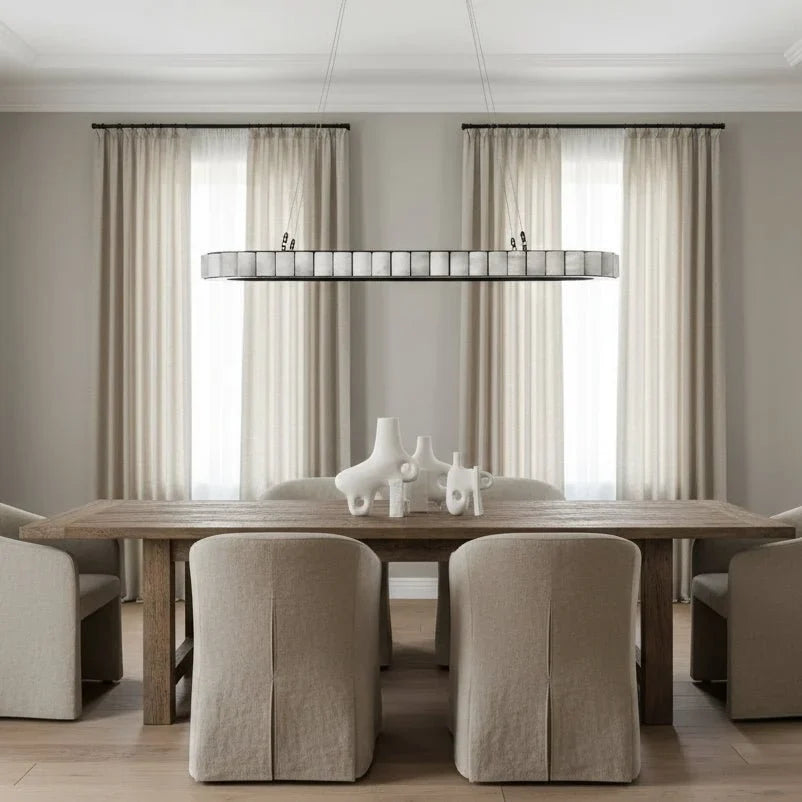 Hampton marble dining room chandelier full view