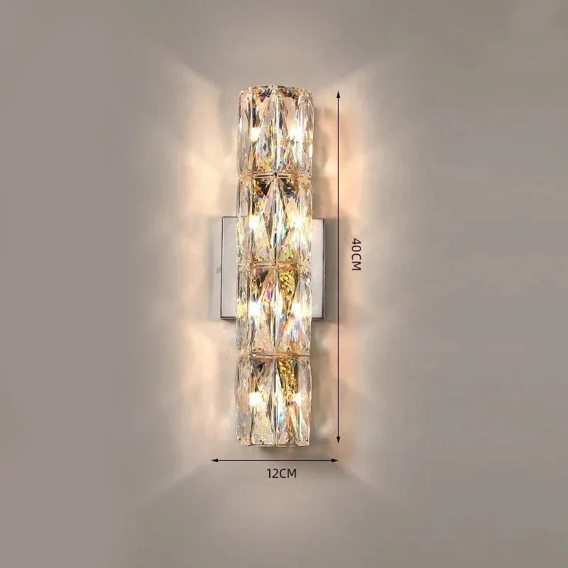 Bacci linear crystal wall sconce close-up