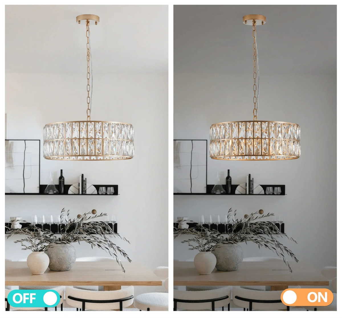 Brion crystal kitchen chandelier warm glow