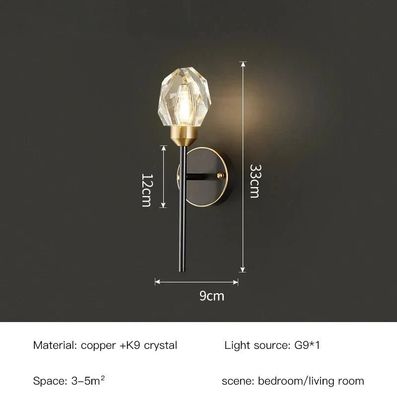 Diamante crystal wall sconce in a hallway setting