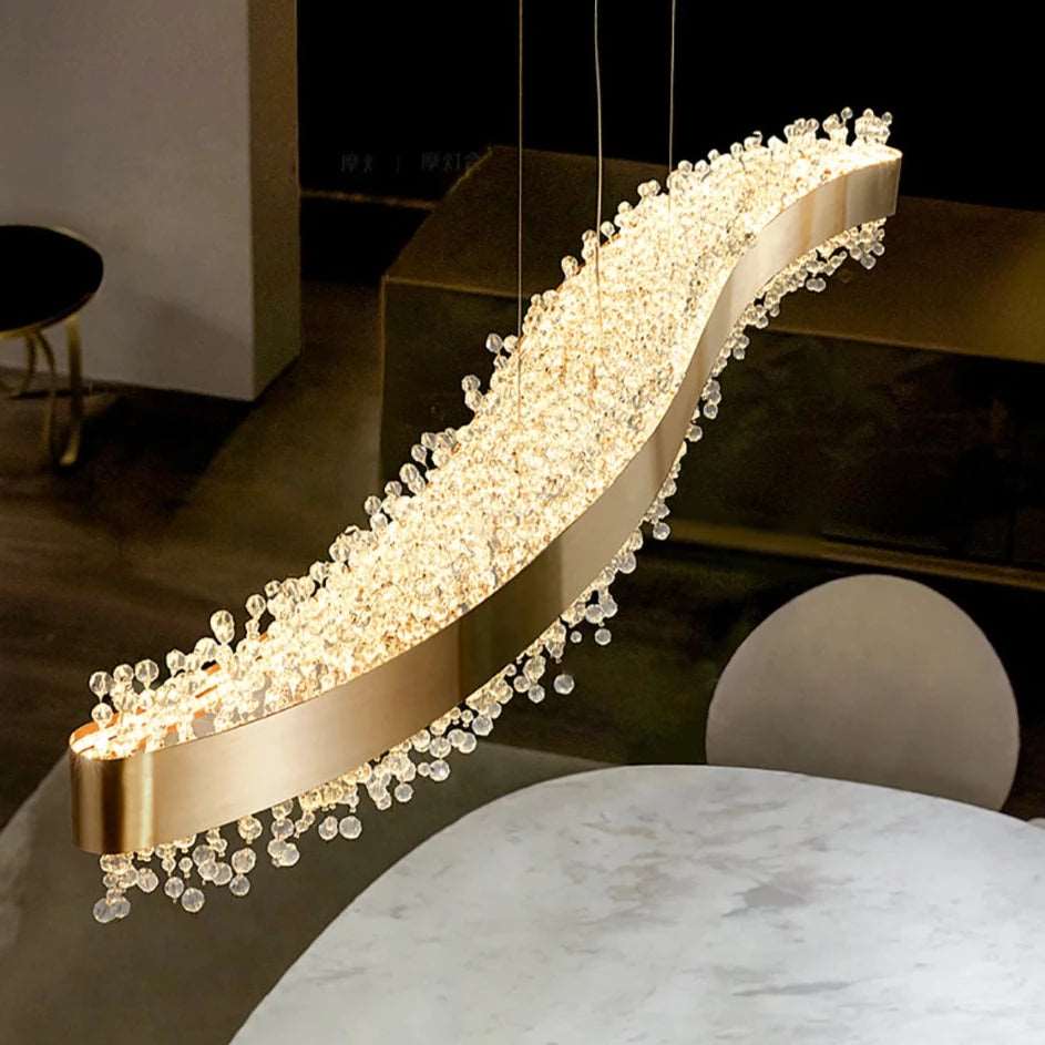 Capri crystal dining chandelier full length view