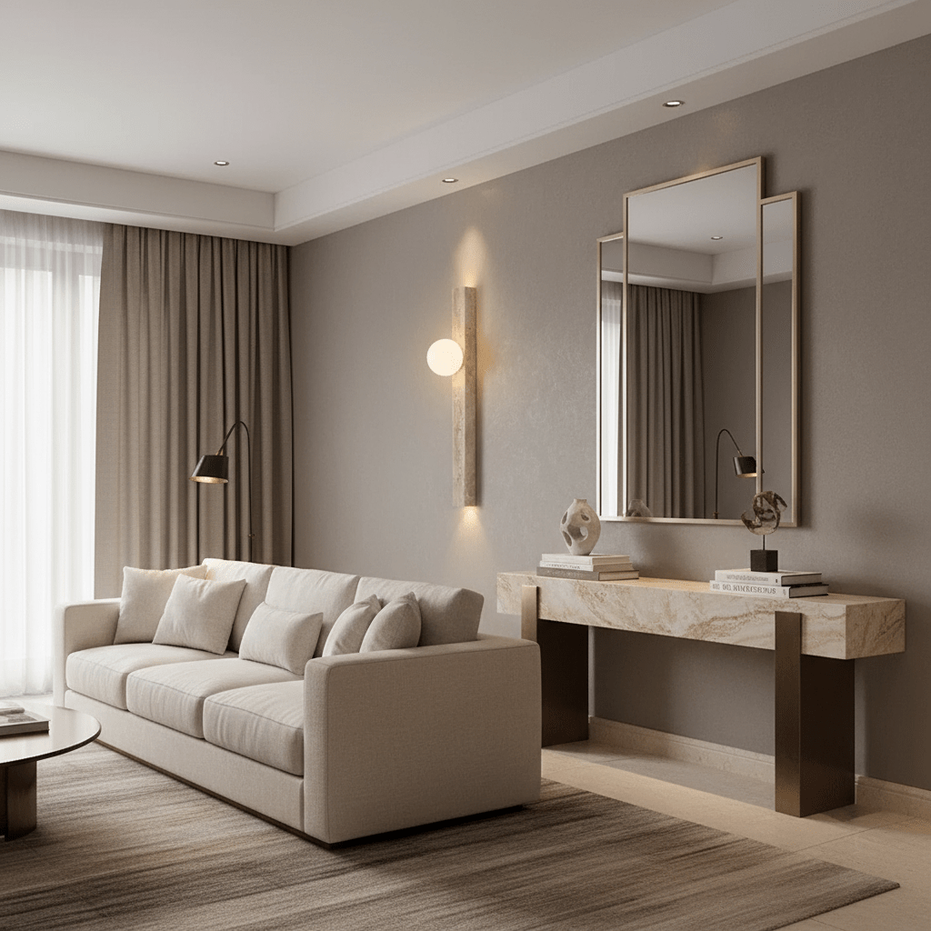Verona travertine wall sconce mounted on a wall