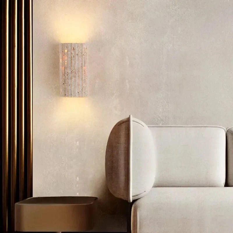 Naples travertine wall sconce full view