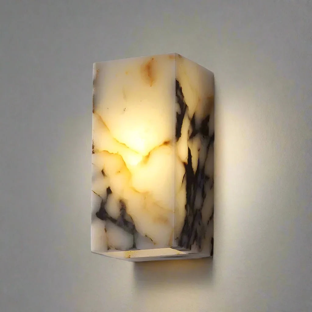 Arden marble and steel wall light full view