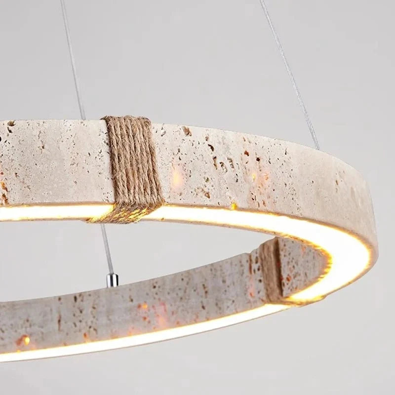 Danford travertine chandelier side profile