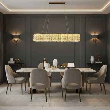 Bacci 47-inch gold crystal dining chandelier full view